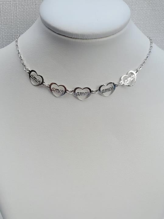 CHOKER CORAÇÃO AMOR PRATA