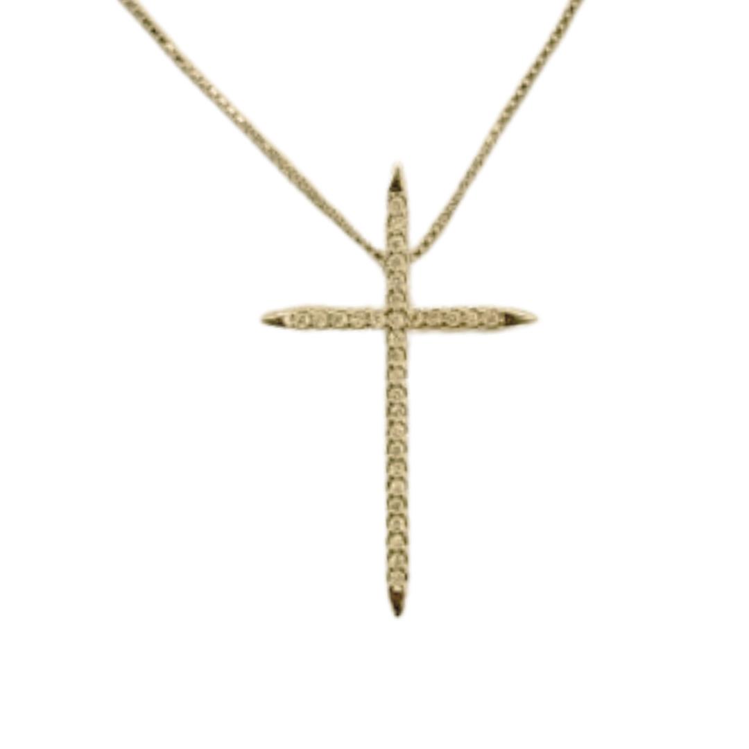 CORRENTE CRUZ GRANDE MICRO ZIRCONIA OURO