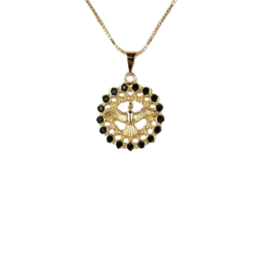 CORRENTE ESP SANT REDONDO ZIRCONIA VERDE CRAVEJADO OURO