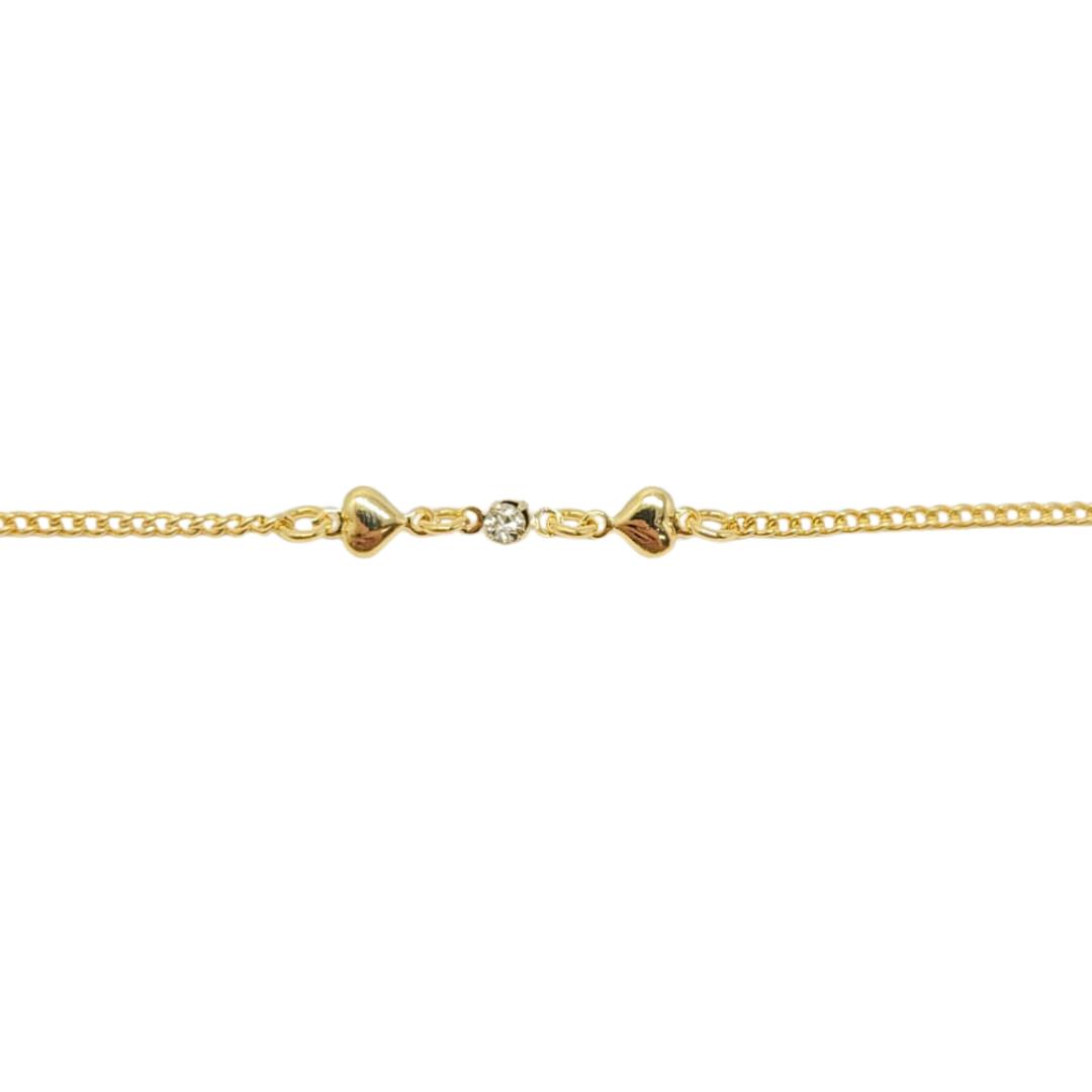 PULSEIRA INFANTIL CORAÇÃO PONTO DE LUZ OURO