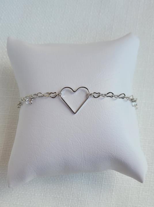 PULSEIRA FEMININA GRANDE CORAÇÃO PRATA