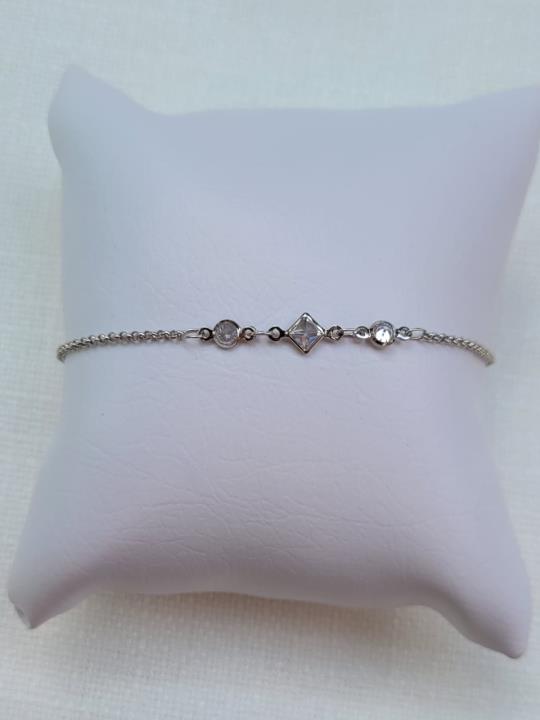 PULSEIRA MICRO ZIRCONIA QUADRADA PRATA